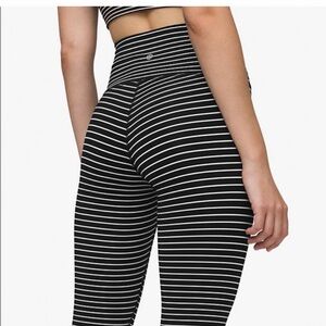 lululemon athletica Black and White Striped Leggings